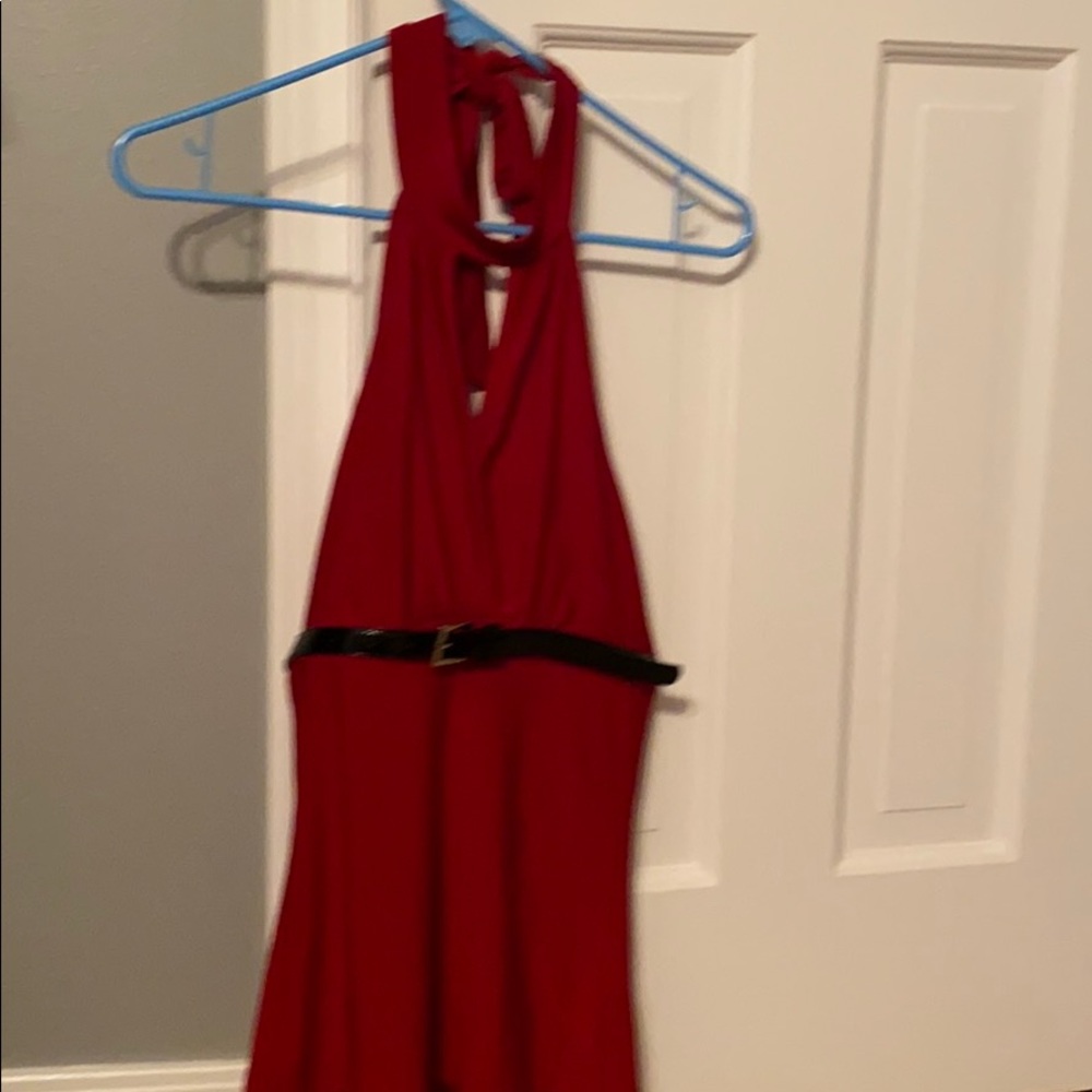 Red Halter dressy top with Tie